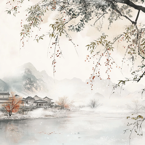 冬日山村民宿雪景