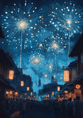 烟火下人头攒动的热闹街道