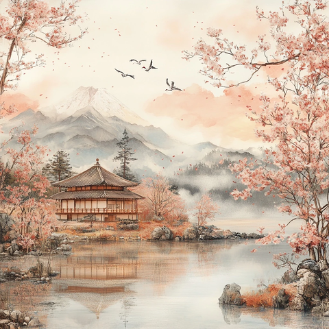 樱花茶屋竹林富士山