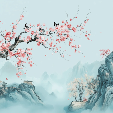 春日山水平淡色调图