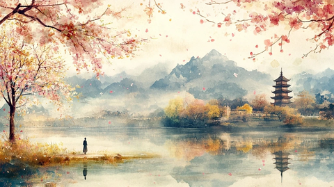 春日梅树下孤影