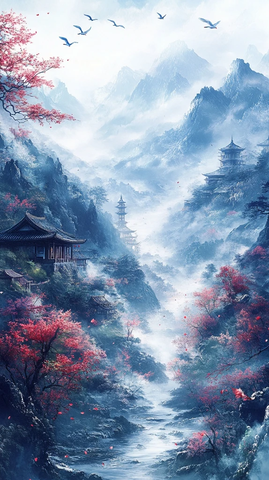 山间清溪村落生活