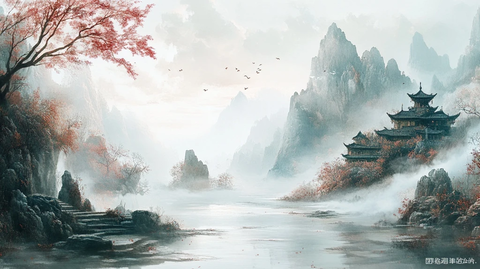 山水画与书法融合