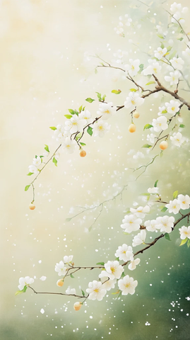 桂花落雪柿树挂果