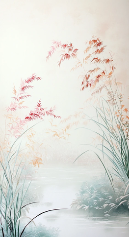 粉色芦苇绣围河