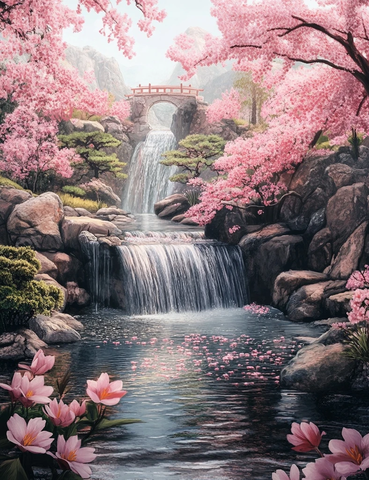 龙门瀑布山水画