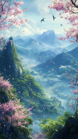 春雷高山燕飞花落