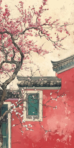 老屋院落梅花绽放