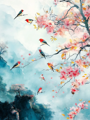 春日鸟鸣花香阳光