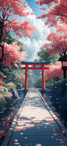 樱花盛开红门石灯笼