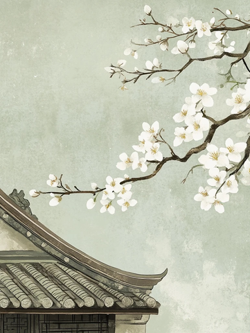 旧屋檐下梨花落