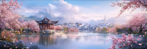 湖畔桃花园城市远景