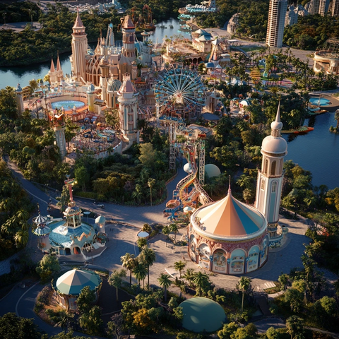 大型游乐园鸟瞰全景