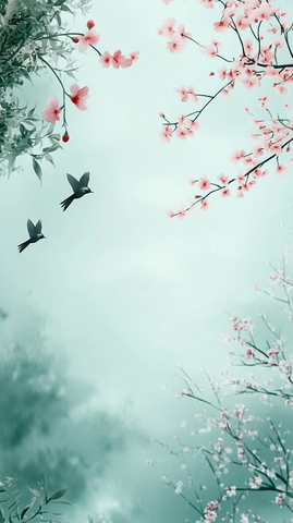 桃花开枝头燕飞春意浓