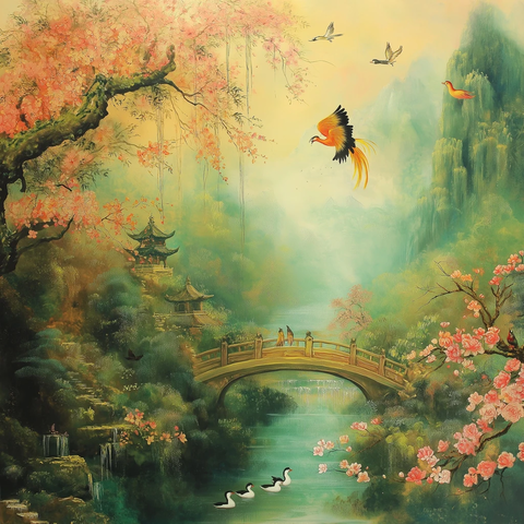 凤凰树下花鸟桥上恋人