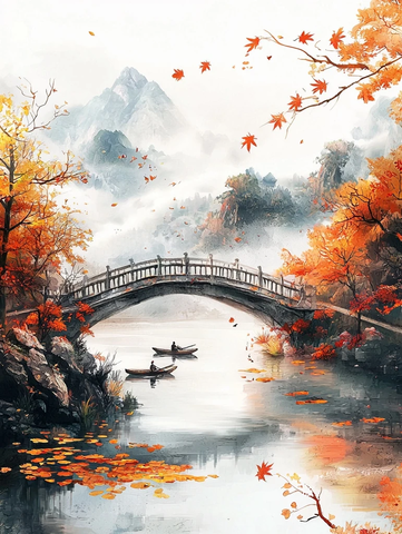 小桥流水远山黄莲