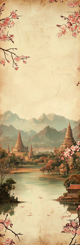 山水风景纸质背景图案