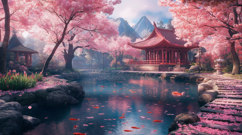 樱花掩映的日式寺院