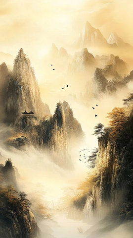 金色山水简约中国风