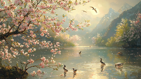 春回大地燕归桃花开