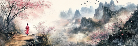 春日山径樱花少女