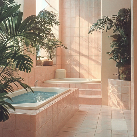 复古浴室瓷砖洗手台