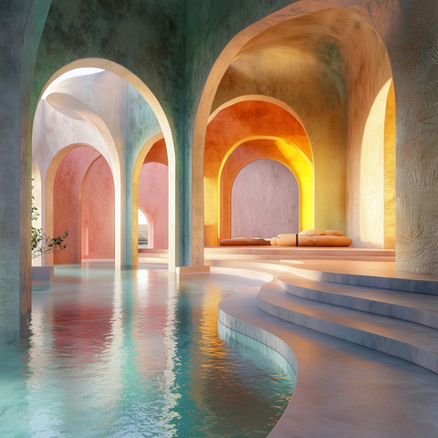 彩色有机建筑光影纹理