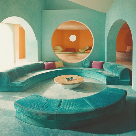 圆形谈话坑亮色环境