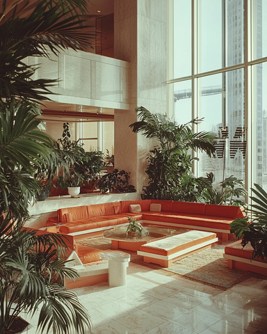 豪华套房地板沙发绿植