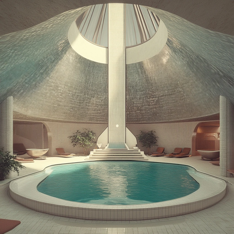 锥形内部中央泳池