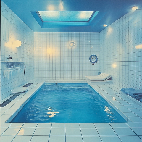 游泳池浴室白瓷砖蓝水