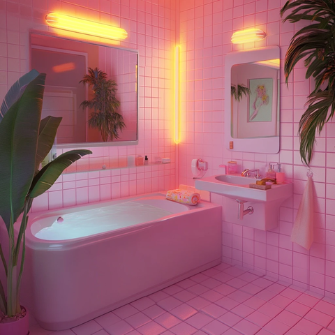 瓷砖浴缸洗手台镜子