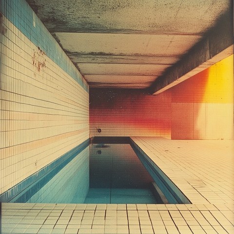 空置泳池瓷砖拼贴户外场景