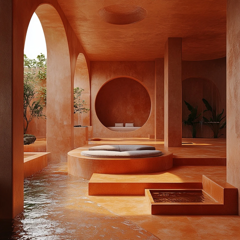 圆形凹陷地面水景