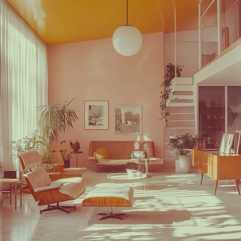 复古风格高天花板房间