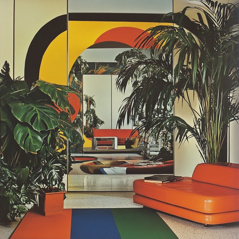 镜面客厅与热带植物