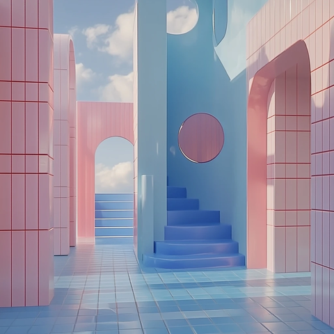 粉色蓝色对比画面