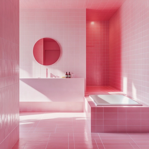 白粉瓷砖卫生间设计