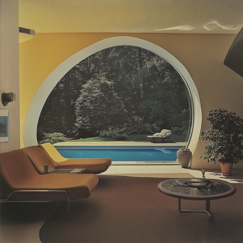 玻璃门泳池客厅