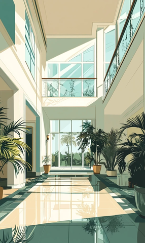 别墅室内仰视透视图