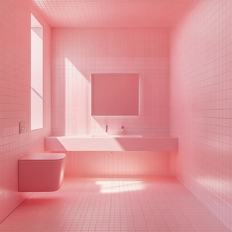 粉色瓷砖墙地面卫生间