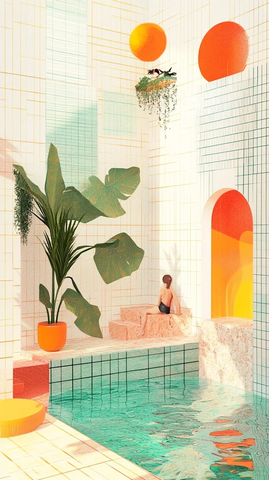 橙色与荧光绿儿童故事插画