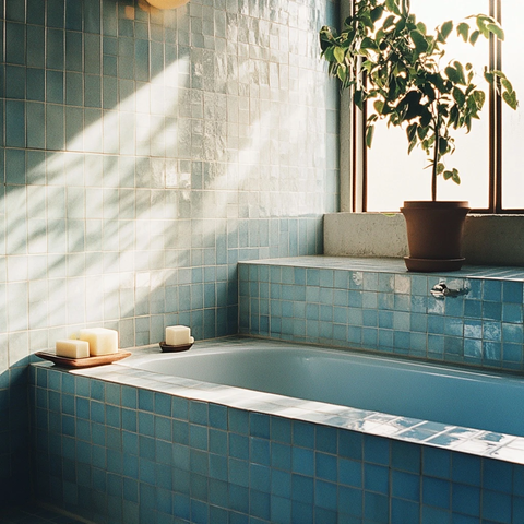 蓝色瓷砖浴室色调