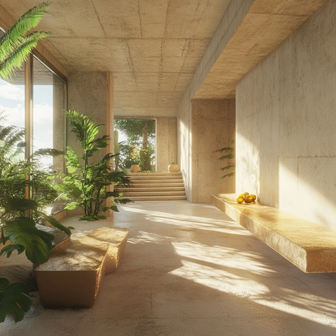 绿色植物客厅家具布置