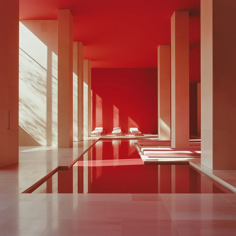 红白条纹健身房夏日光影