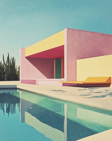 夏季别墅泳池景观