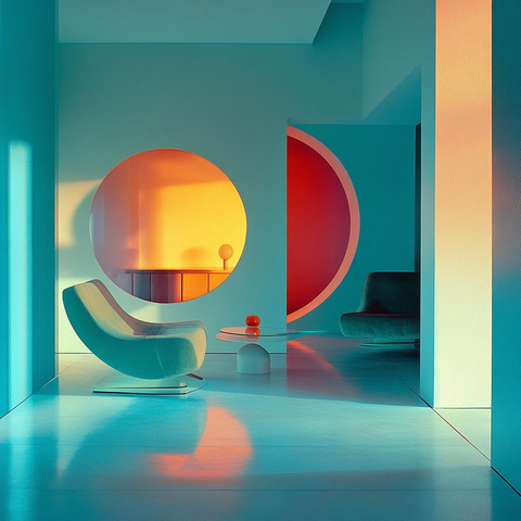 彩色现代建筑内饰设计