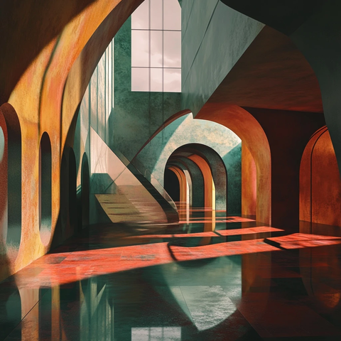 镜面建筑与奇幻光影