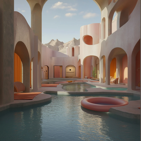 摩洛哥泳池沙漠景观