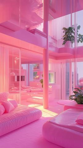 粉色公寓侧面视角